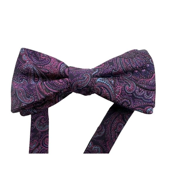 Countess Mara Men's Purple Paisley Bow Tie‎ Adjustable Tied Bowtie - Picture 1 of 4